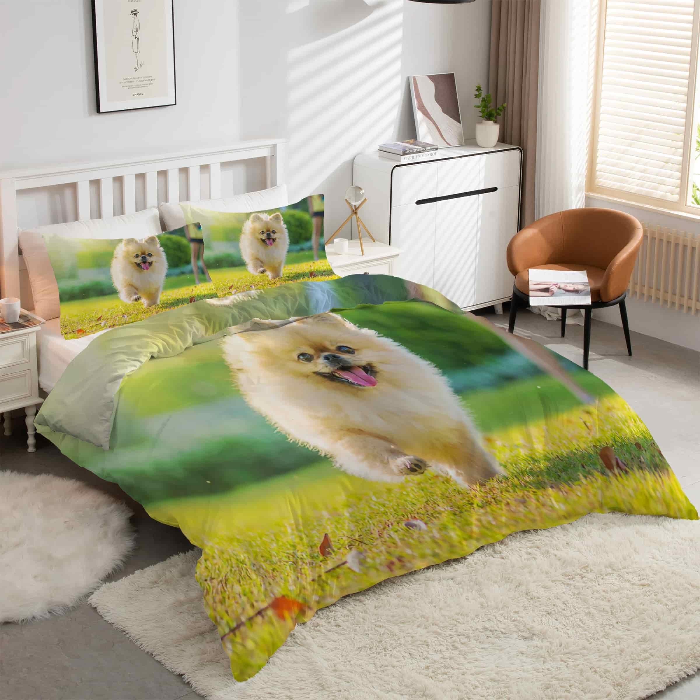 Housse couette 240x260 microfibre douce avec fermeture éclair ensemble lit 3 pièces animaux