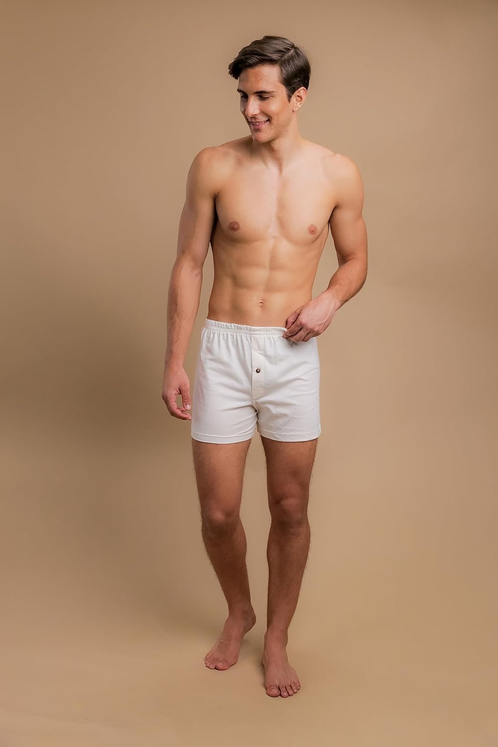 Cottonique Men's Elasticized Loose Boxer Shorts Made from 100% Organic Cotton (2/Pack | Natural) Small Ivory