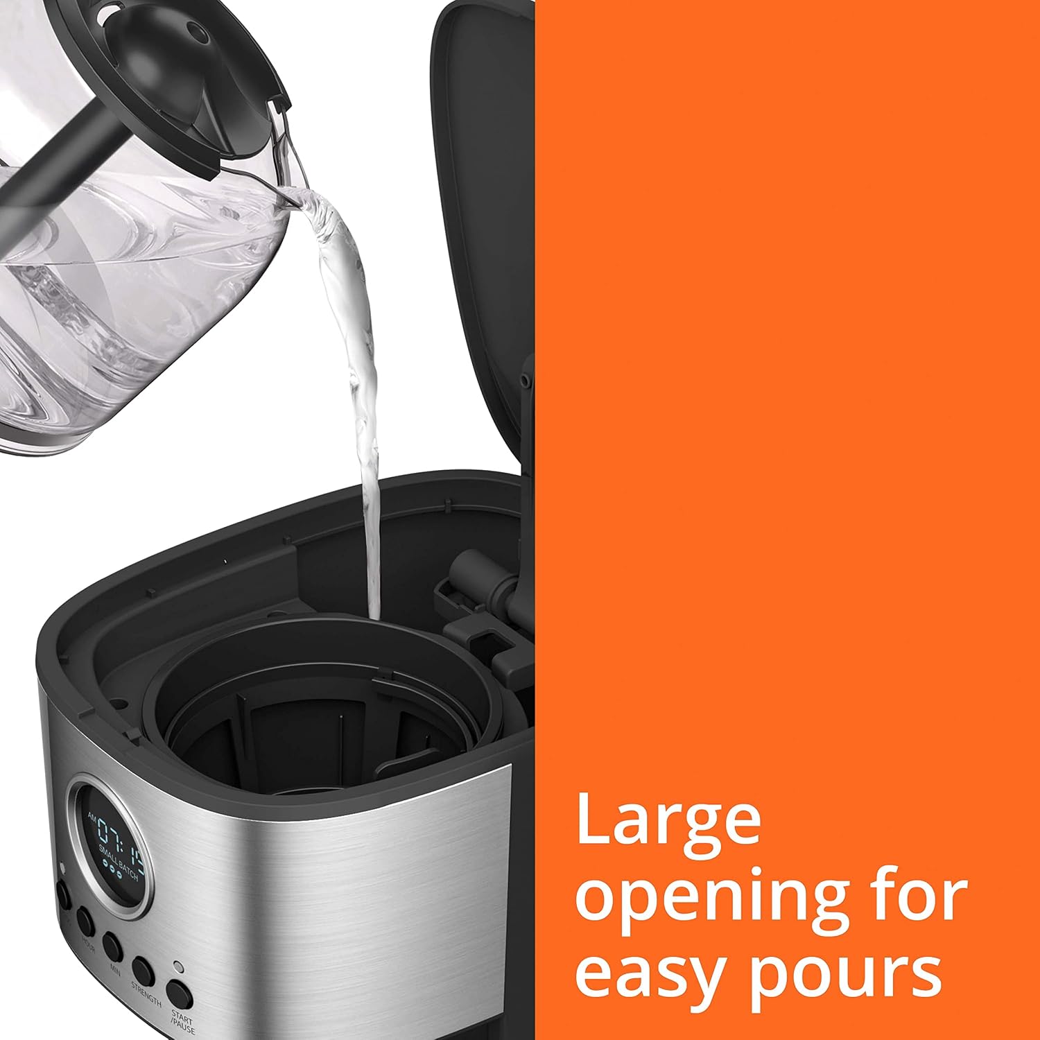 Krups Essential Brew Stainless Steel Drip Coffee Maker 12 cup 99 Watts Digital Control, Coffee Filter, Drip Free, Dishwasher Safe Thermal Pot Black