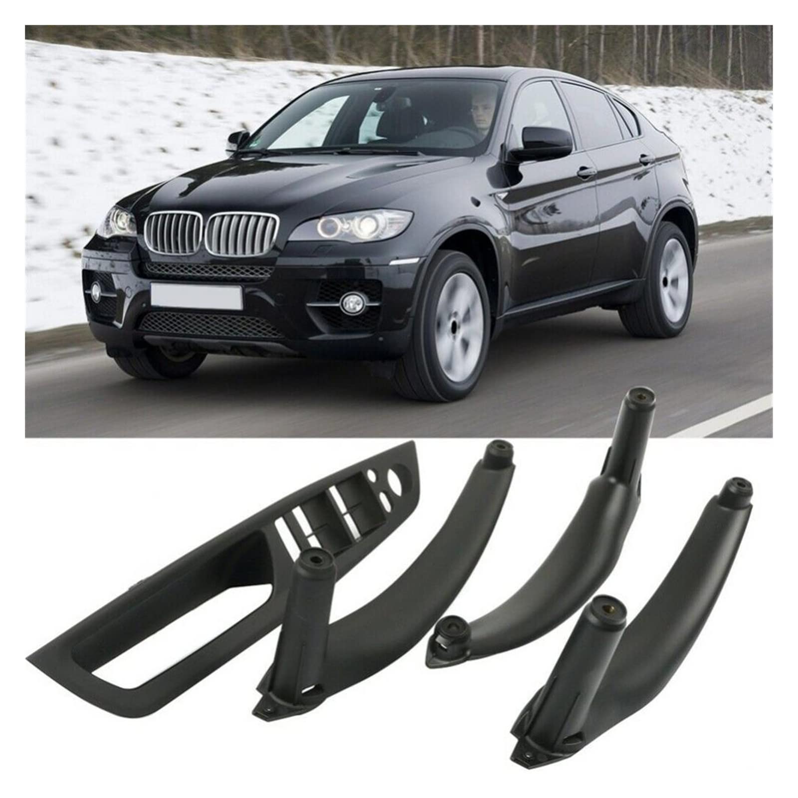 Maniglia Interna Destra Per BMW E70 X5 (2007-2013) | Copertura Bracciolo In ABS Nero - Ricambio OE 51416969402/406/404 - 3
