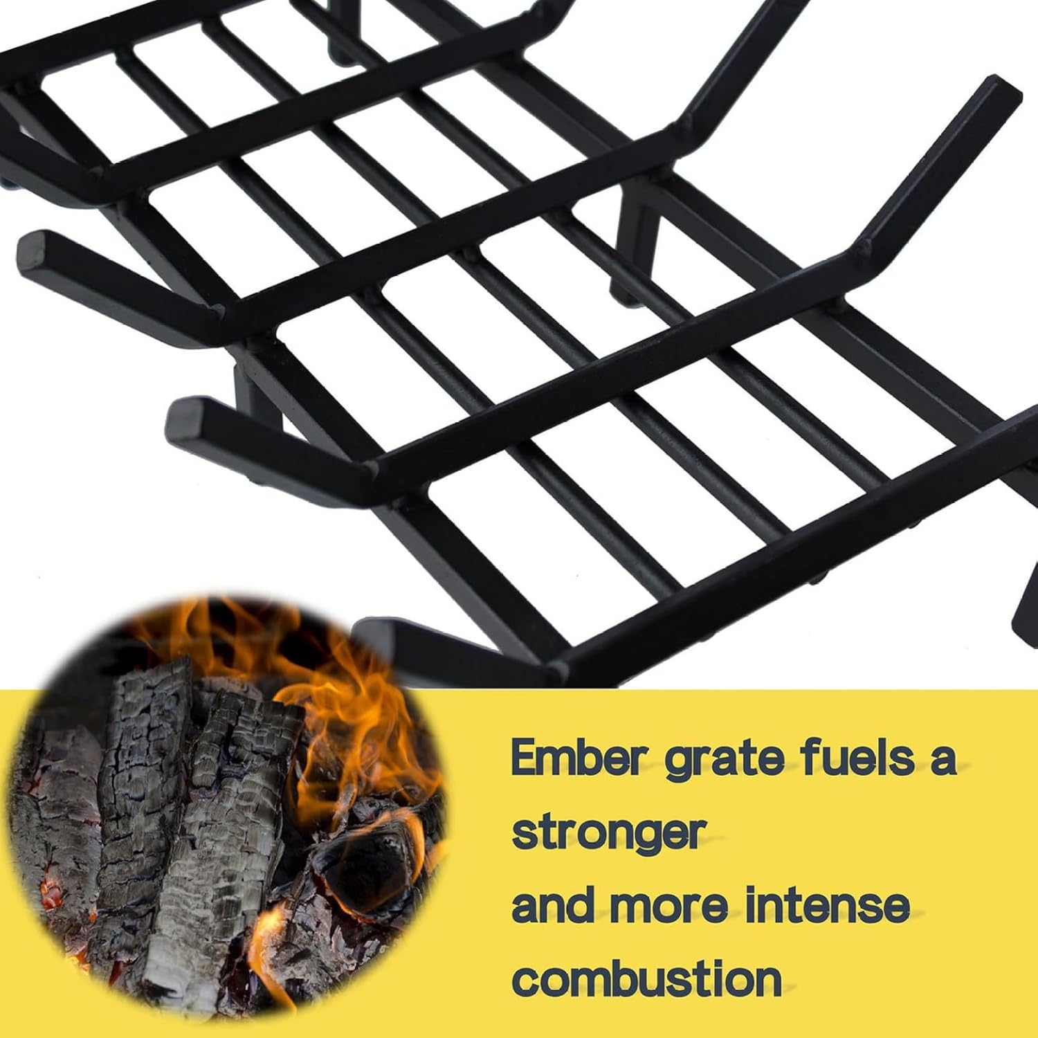 Fireplace Grate 16in Iron Fire Pit Grate Heavy Duty Support Log Holder for Inside Fireplace Home Camping Outdoor Hearth Essentials