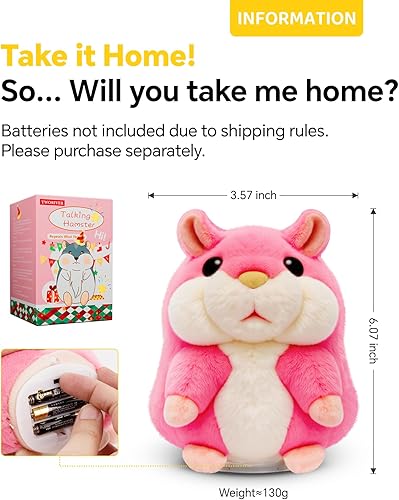 Miniatura 7 de Juguetes al aire libre para niños pequeños de 1 a 3 años, hámster parlante, repite lo que dices, animales de peluche, día del padre, regalos