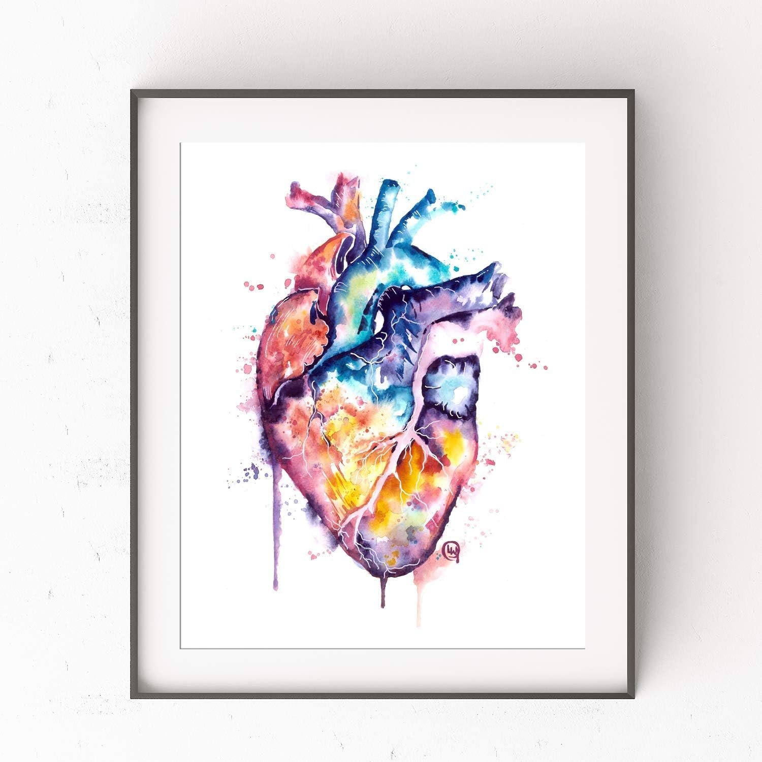 Amazon.com: Heart Wall Art By Whitehouse Art | Anatomical Heart Watercolor Painting, Anatomy Art, Doctor Gift, Cardiovascular Artwork, Med School, Grad Gifts | Art Print Of Original Heart Painting | 5 Sizes : Handmade Products