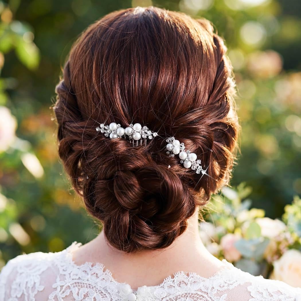 Pearl Hair Comb Rhinestone Clip Bridal Wedding Hair Accessories for Women