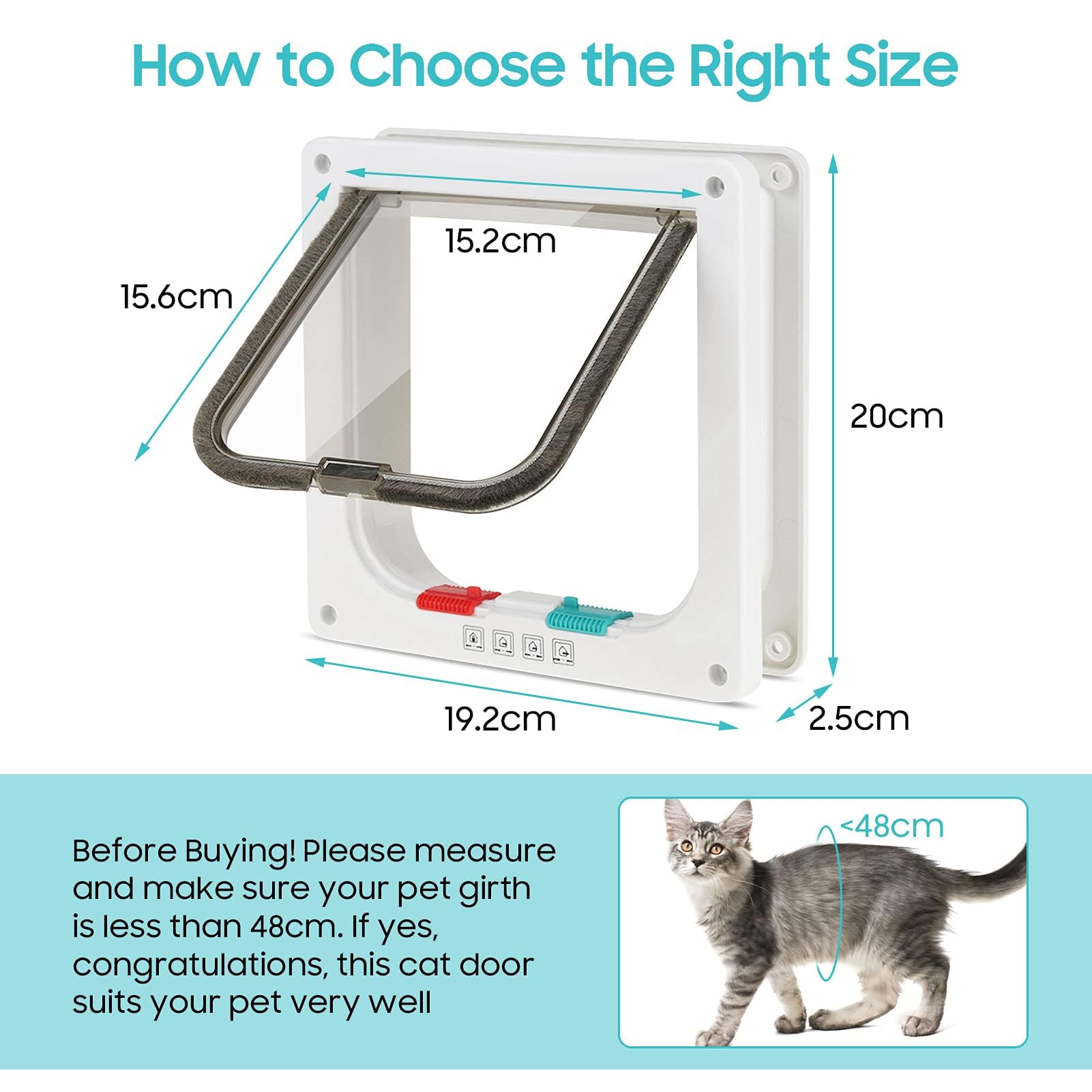 Accessori per animali domestici, accessori per la porta del gatto, chiusura a 4 vie, porta del gatto