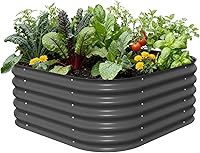 Vista 9 de Vego garden Kit de Cama de Jardín Elevada, 17" de Alto, Kit de Camas de Jardín Elevadas Modulares de Metal 4 en 1, Jardinera de Metal para Verduras