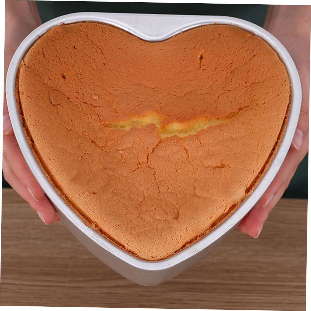 Moule à Gâteau de Cœur 2 Pièces Réutilisable pour Pâtisserie sans Bavures en Alliage D'aluminium Argenté et Cuisson à Domicile