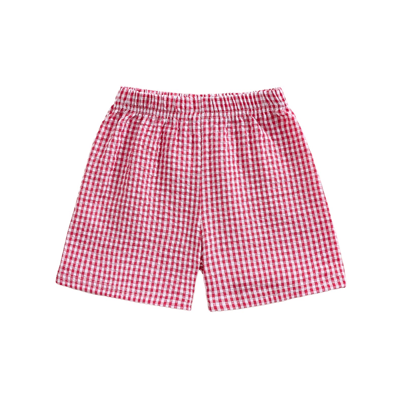 Toddler Boy Girl Plaid Shorts Casual Summer Gingham Shorts Elastic Waist Beach Shorts Bottoms Boxers Streetwear (Red, 18-24 Months)