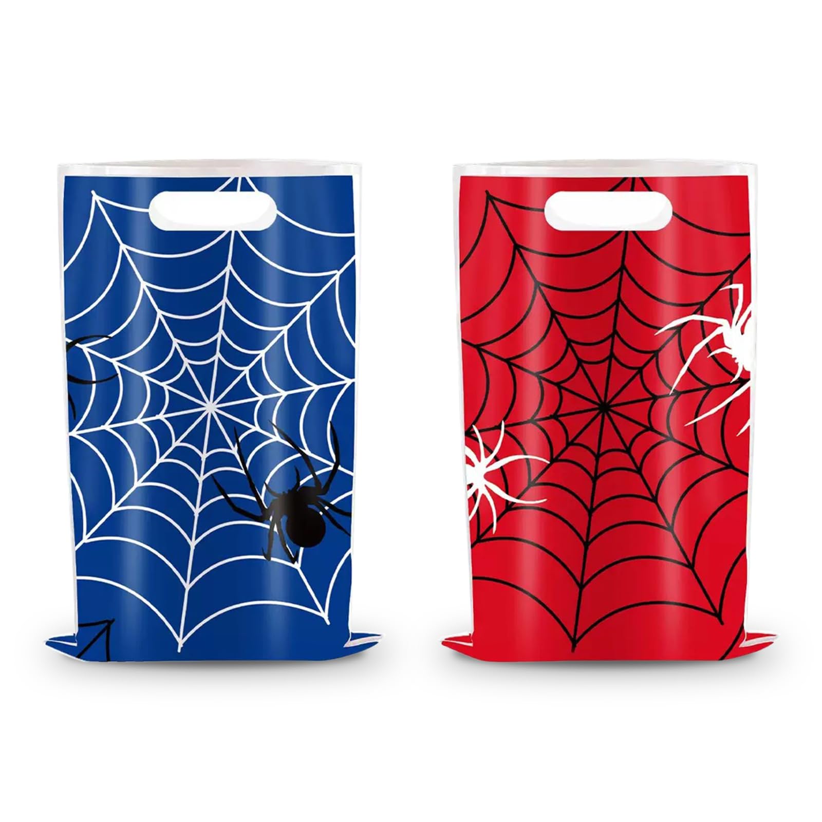 50Pcs Blue and Red Party Bags, Spider Web Style Paper Bags for Sweets, Candy Paper Bag, Party Supplies for Kids Boys Girls