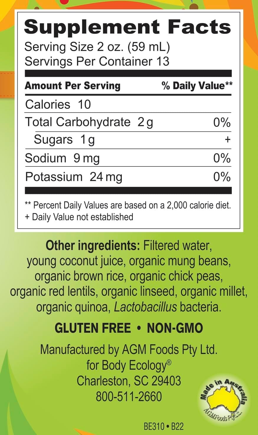 Body Ecology CocoBiotic | Naturally Fermented Liquid Probiotic | Dietary Supplement with Coconut Water | Non-GMO Probiotic Beverage for Digestive Support and Gut Health (25.36 Fl Oz.)