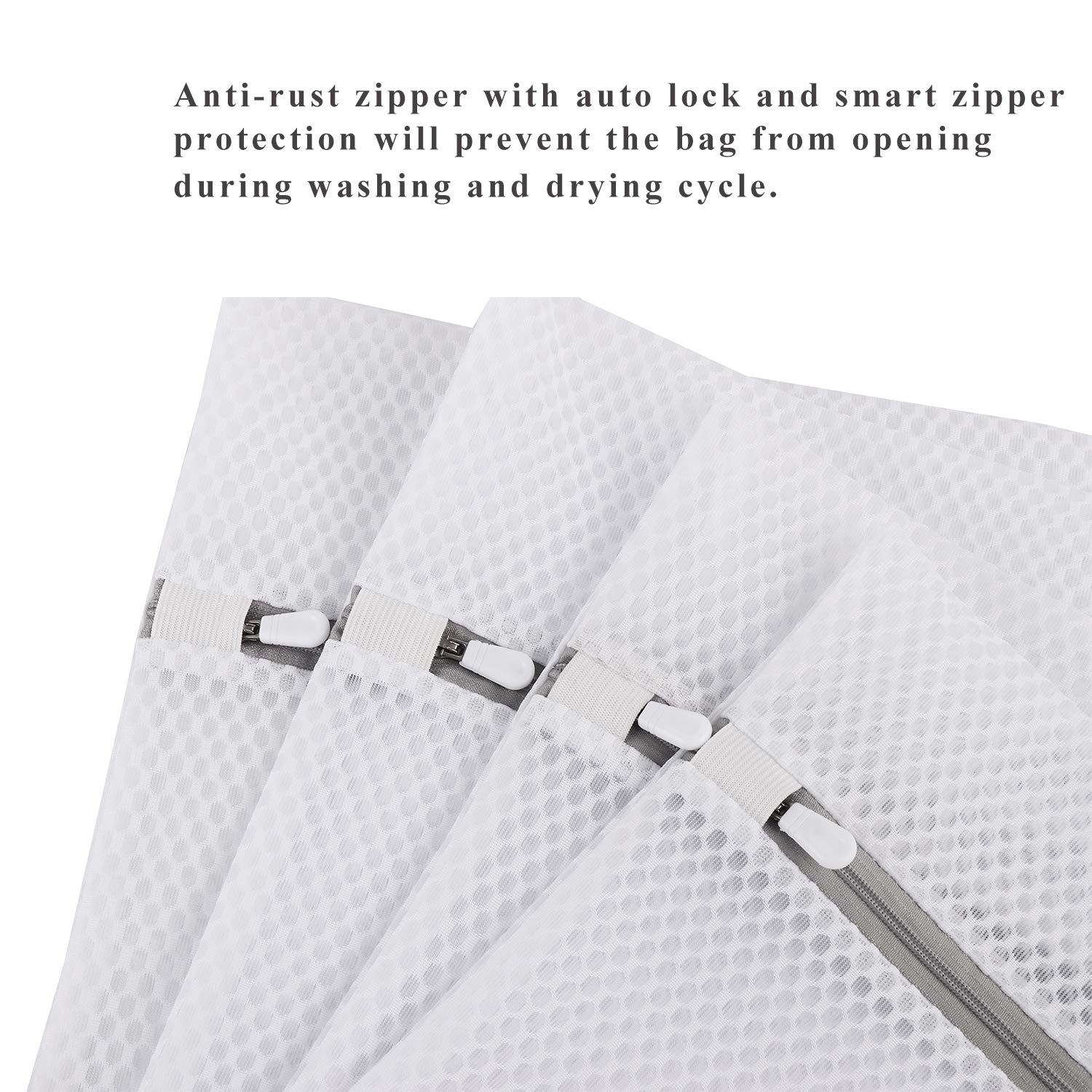 ATDDO Set di 4 sacchetti per biancheria in rete per lavatrice, riutilizzabili, a nido d'ape, con cerniera, per biancheria intima, reggiseni, calze, lingerie