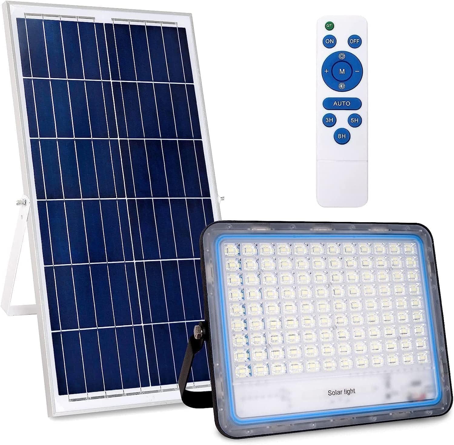 3 x faro led esterno con pannello solare 400w luce bianca 6000k Bianco IP67 impermeabile pannello led solare fotovoltaico con telecomando smd