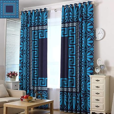 Amazon ドアウェイカーテン ギリシャ風 鍵 アンティークギリシャ風 装飾的デザイン 古代風 モザイク風 アンティーク調 断熱 グロメット付き 寝室用 マルチカラー 1 W X 96 L 305cm 245cm ラグ カーテン ファブリック オンライン通販
