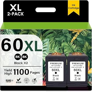 60XL Black Ink Cartridges High Yield Replacement for HP Ink 60 hp60XL 60 XL