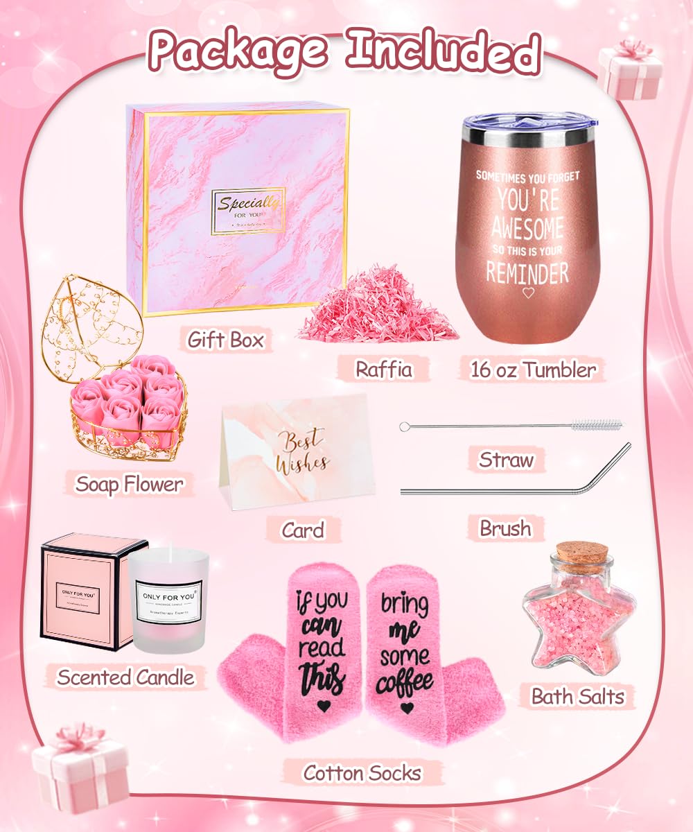 Idee Regalo Donna, Tazza da Vino in Acciaio Inox Regali Ragazza con Calzini Divertenti, Set Regalo Donna Compleanno per Mamma Migliore Amica Sorelle, Moglie