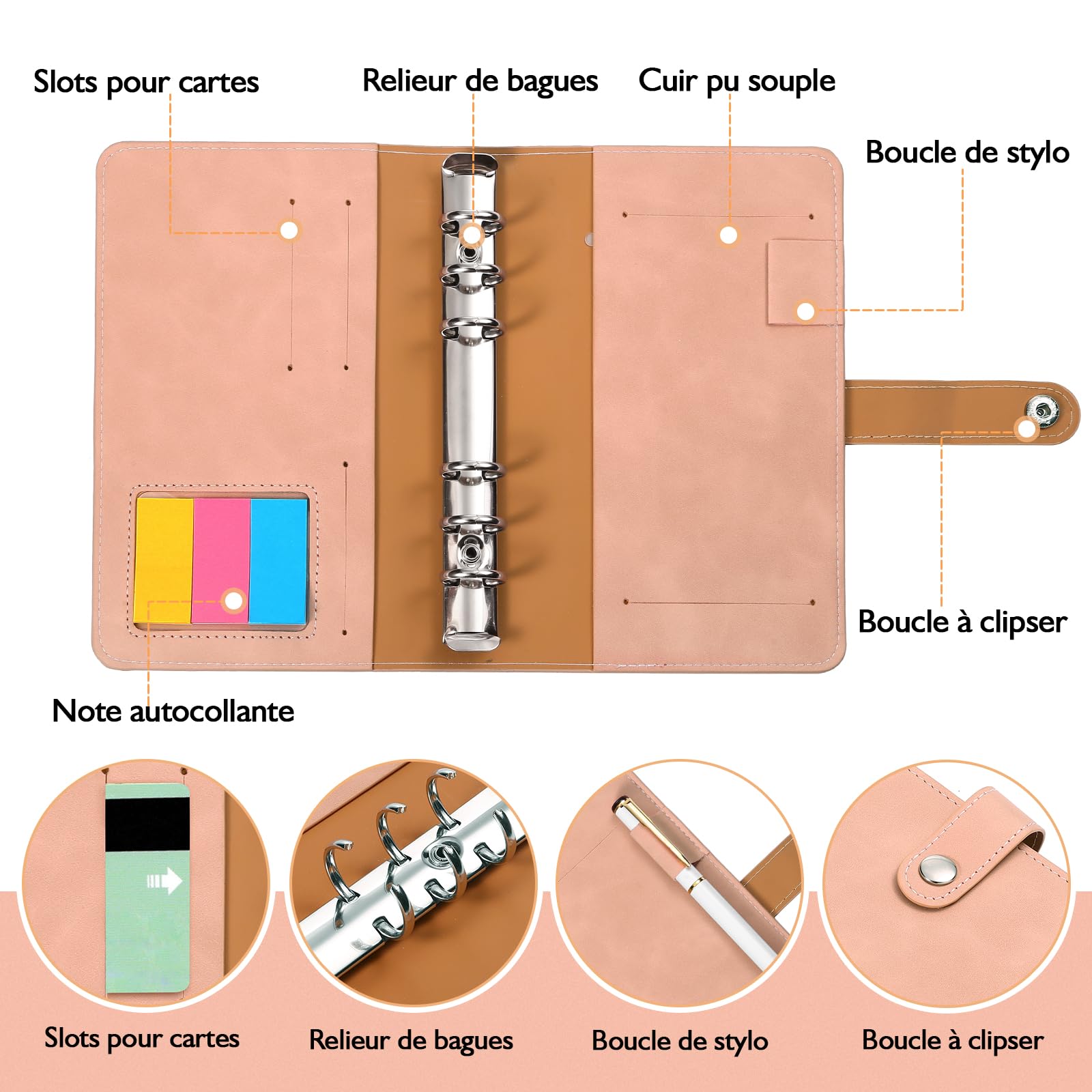 Kesote Enveloppe Budget Français Classeur Budget Planner Carnet Argent 14 Budgets 24 Feuilles 3 Autocollants 54 Étiquettes 1 Stylo A6 Rose