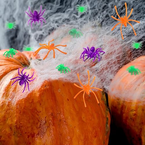 Miniatura 6 de 3 tamaños, 120 arañas de plástico, pequeñas arañas de plástico, arañas falsas, accesorios de broma de terror para decoración del hogar y fiestas, 2