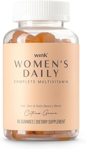 Wink Well - Gomitas multivitamínicas completas diarias para mujer para piel brillante, cabello completo y uñas fuertes con apoyo del sistema