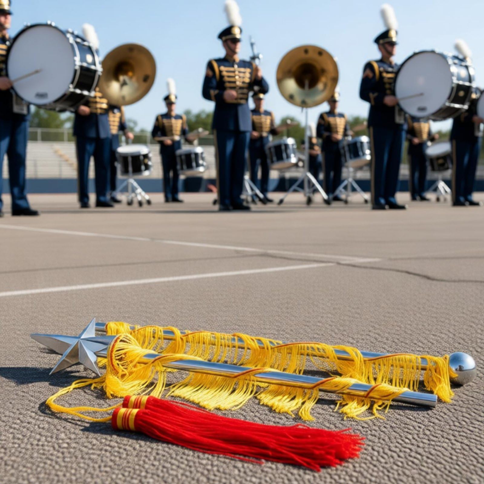 Tambourmajorstab Edelstahlkonstruktion Marschstab mit Stern Tambourstab für Tambourmajore, Kapellmeister, Musikfeste, Schulveranstaltungen, Silber