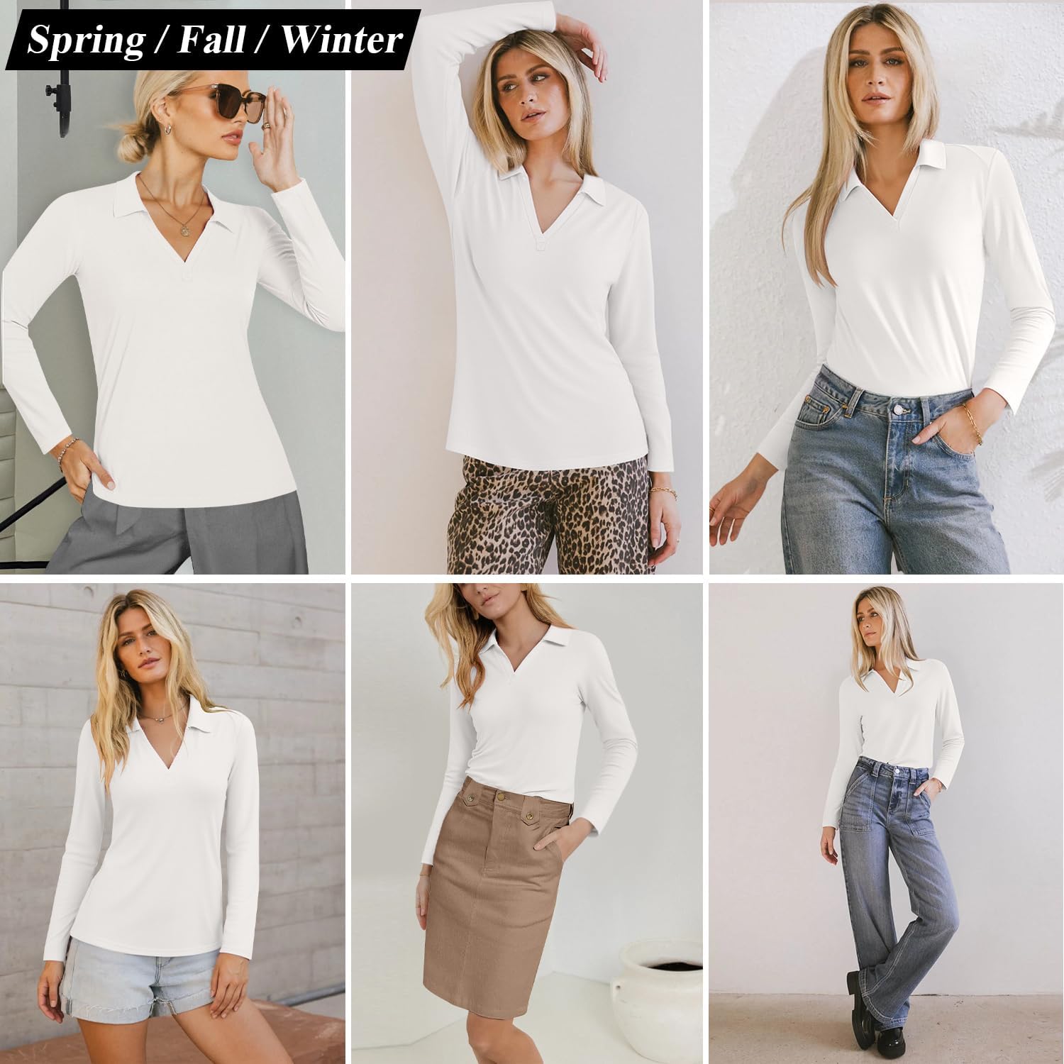 3/4 Length Sleeve Womens Tops Dressy Casual V Neck Polo Shirts Business Work Blouses 2025 Trendy Tunic Top - Image 2