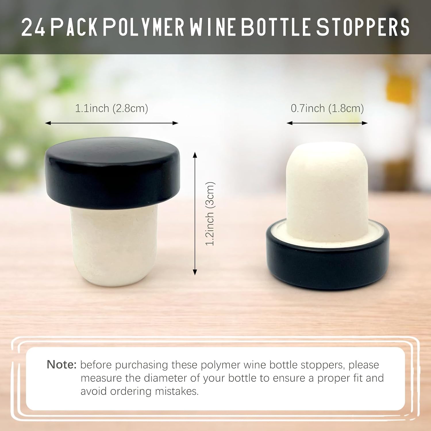 Reusable T-Shaped Wine Bottle Stopper Corks – Black Sealing Plugs for Wine, Beer & Champagne Bottles, DIY Craft Use, (24-Piece Set,Black)