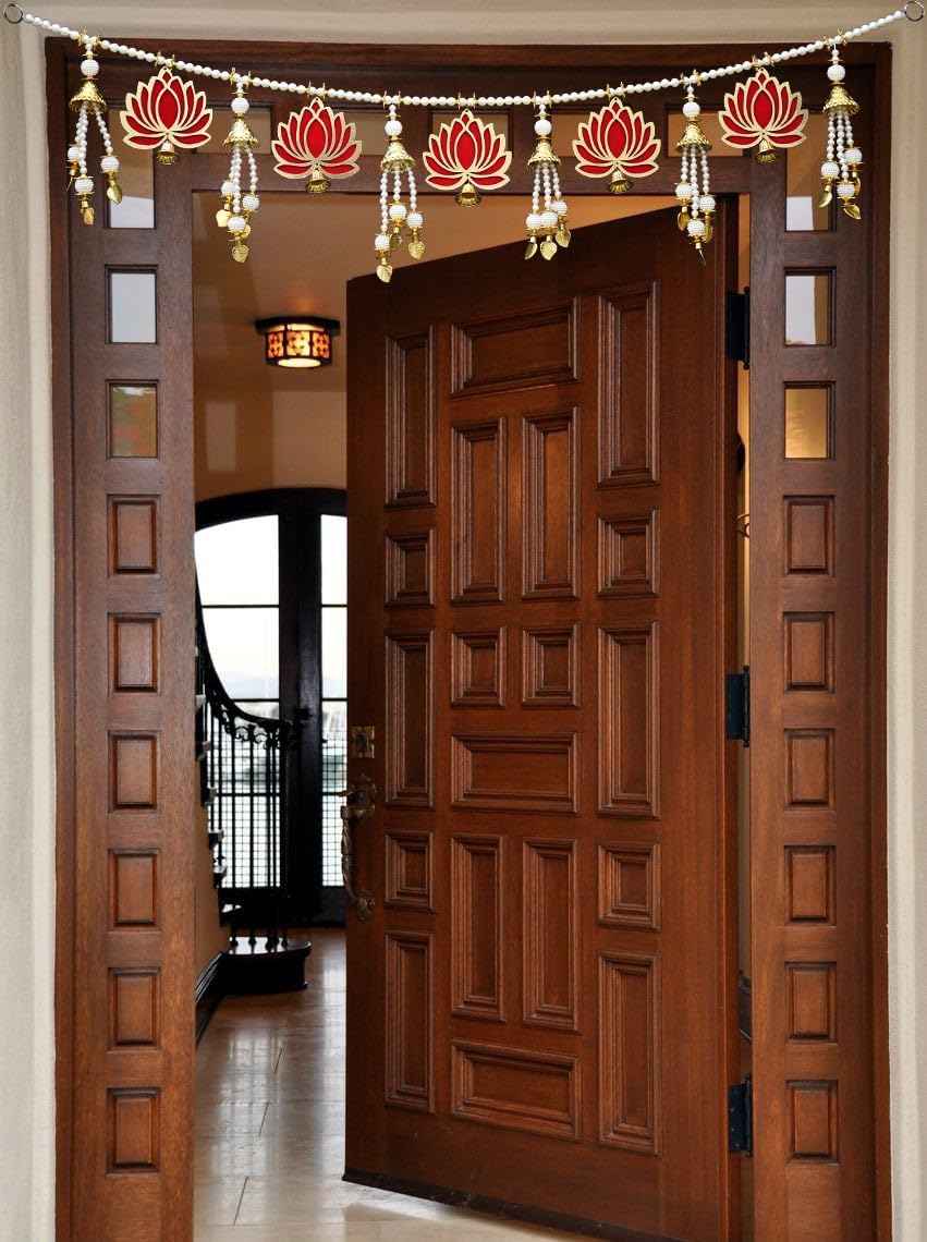 Indisches Wandbehang Toran Mit Laxmi & Ganesh - Traditionelle Dekoration Für Feste