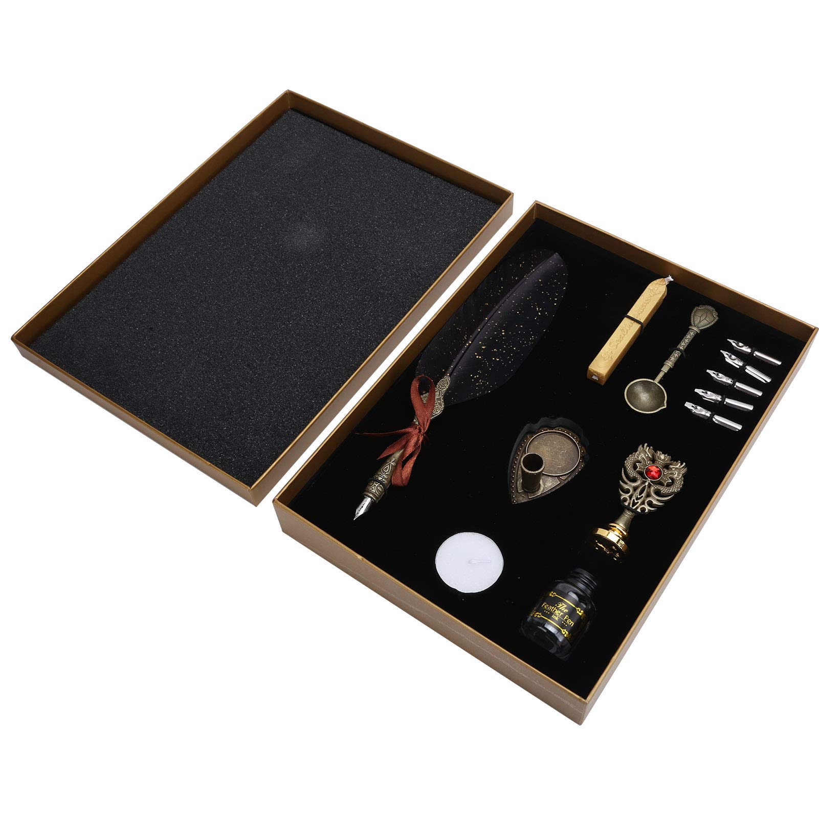 AIYNC Federhalter-Set Mit Tinte – Mechanischer Federstift, 5 Farben, 12 Spitzen, Geschenkbox