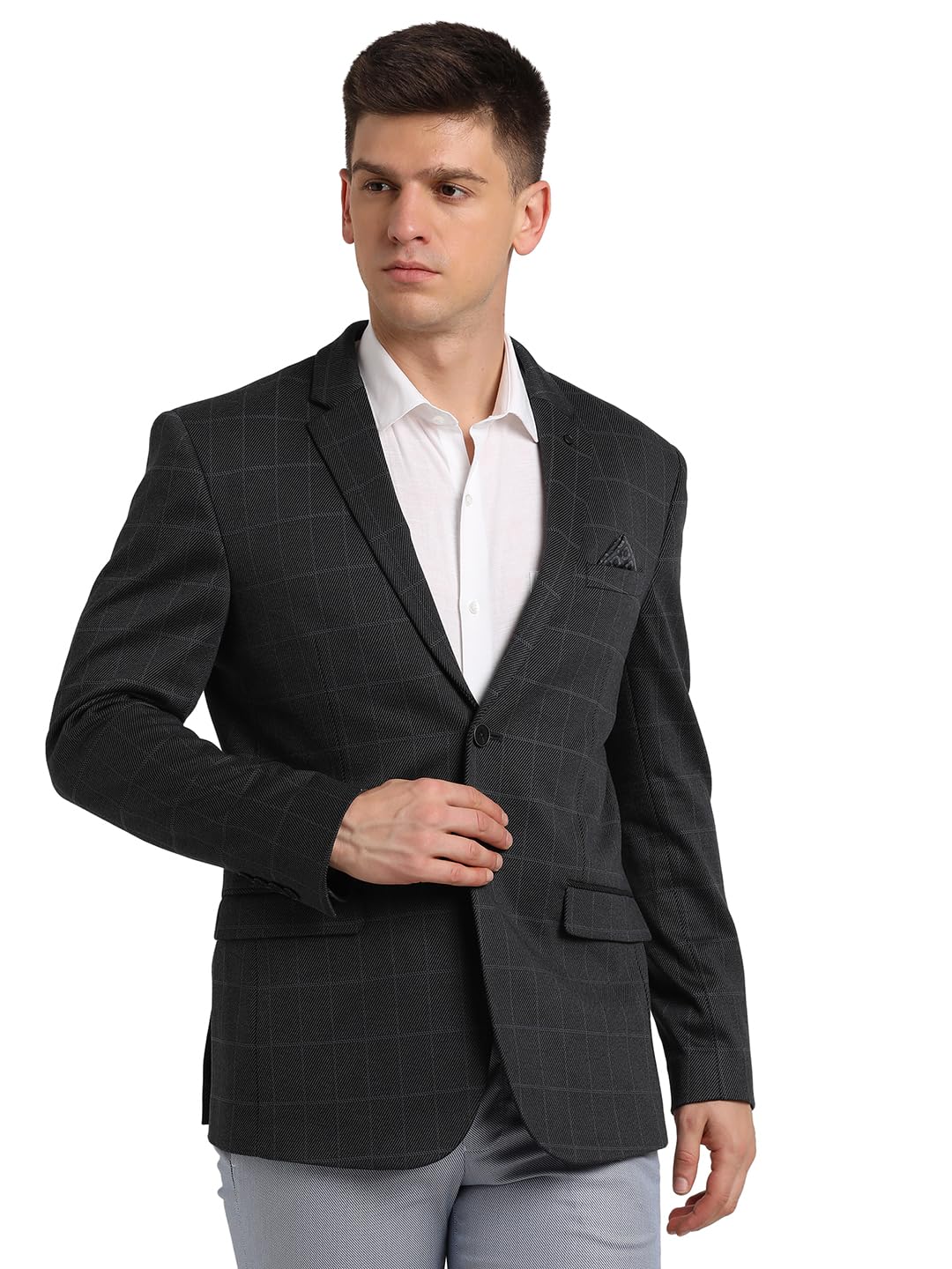 Men Black Relaxed Fit Solid Knitted Casual Blazer||Men's Black Blazer-image-38