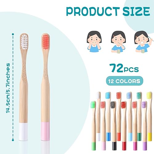 Miniatura 2 de 24 cepillos de dientes de bambú para niños, cerdas suaves, cepillo de dientes para niños pequeños, sin BPA, cepillos de dientes de viaje de madera