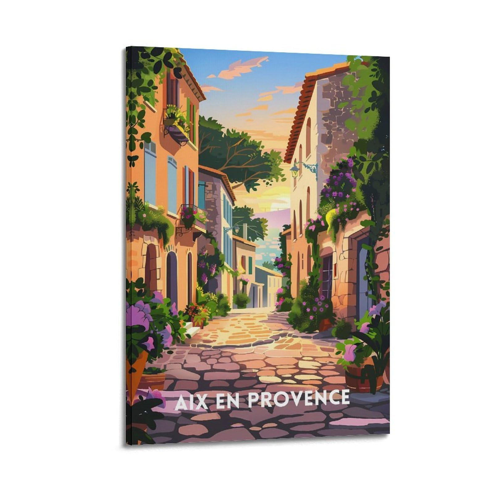 GKLIOZ Aix En Provence Mon Amour Vintage Travel Poster Canvas Art And Wall Art Picture Print Modern Family Bedroom Decors 08x12inch(20x30cm)