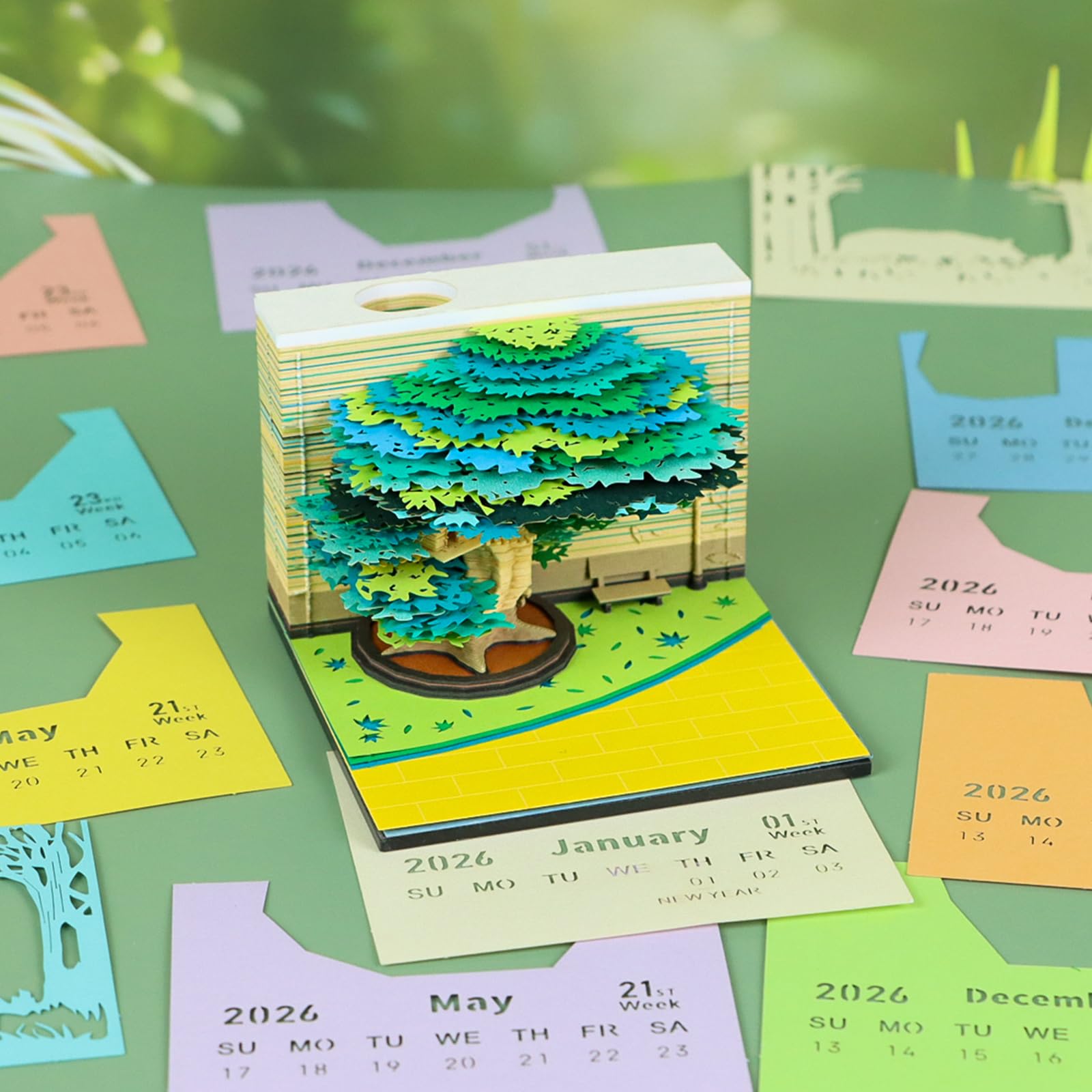 Eleganter zyklischer Baumkalender 26 wöchentliche Aufgabenplaner mit multifunktionalen Notizfeldern, hervorragend für Schreibtisch-Addons, kreativer Büroplaner