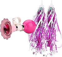 Vista 1 de U-LIAN Serpentinas y campanas de bicicleta para niñas, 1 paquete de campanas de bicicleta de flores con 2 paquetes de serpentinas para manillar