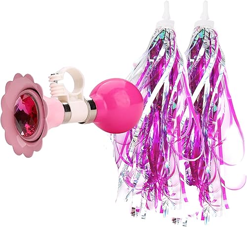 U-LIAN Serpentinas y campanas de bicicleta para niñas, 1 paquete de campanas de bicicleta de flores con 2 paquetes de serpentinas para manillar,