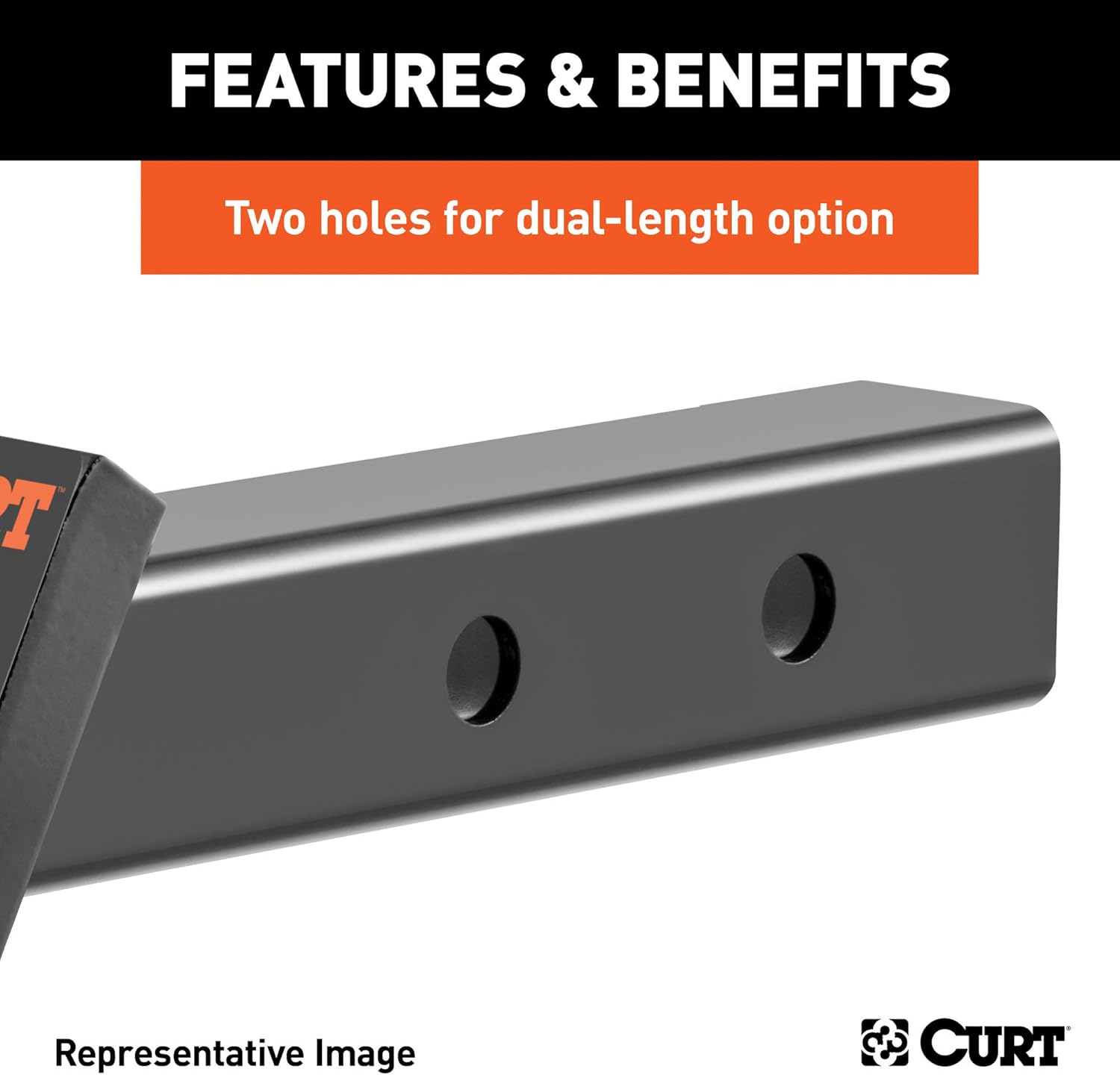 CURT 45240 Dual Length Trailer Hitch Ball Mount, 9-1/4-Inch or 12-1/4-Inch Length, Fits 2-Inch Receiver, 7,500 lbs, 1-Inch Hole, 6-Inch Drop