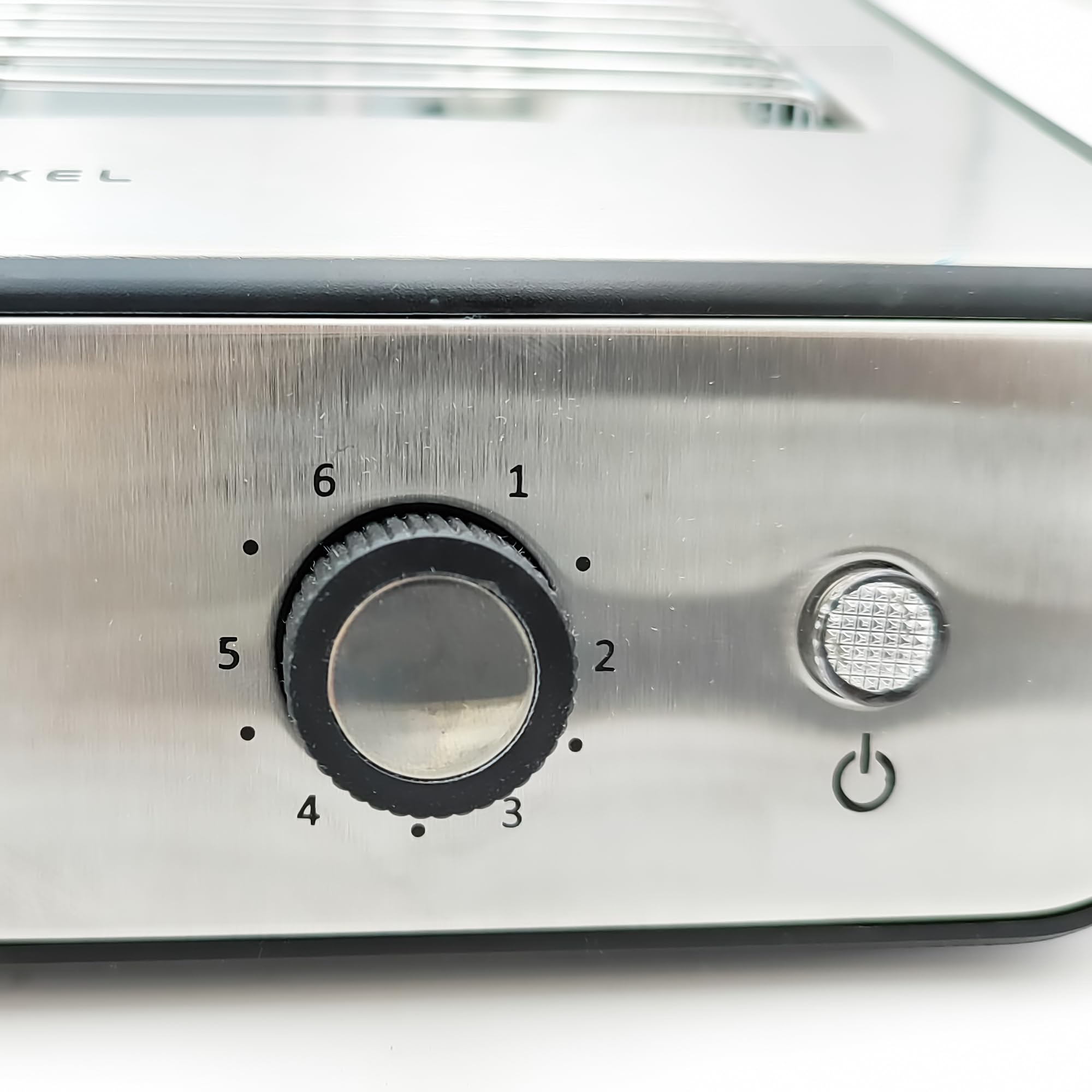 Grunkel - Tostapane per pane piatto per 4 fette da 600w TSP-INOX con 6 livelli di timer e segnale acustico di completamento. Include vassoio raccogli briciole rimovibile (Inox)