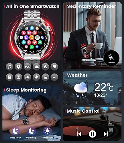 Miniatura 5 de LIGE Reloj inteligente para hombre con llamada Bluetooth, 1.39 pulgadas, HD IP68, resistente al agua, para Android iOS, más de 111 modos deportivos,