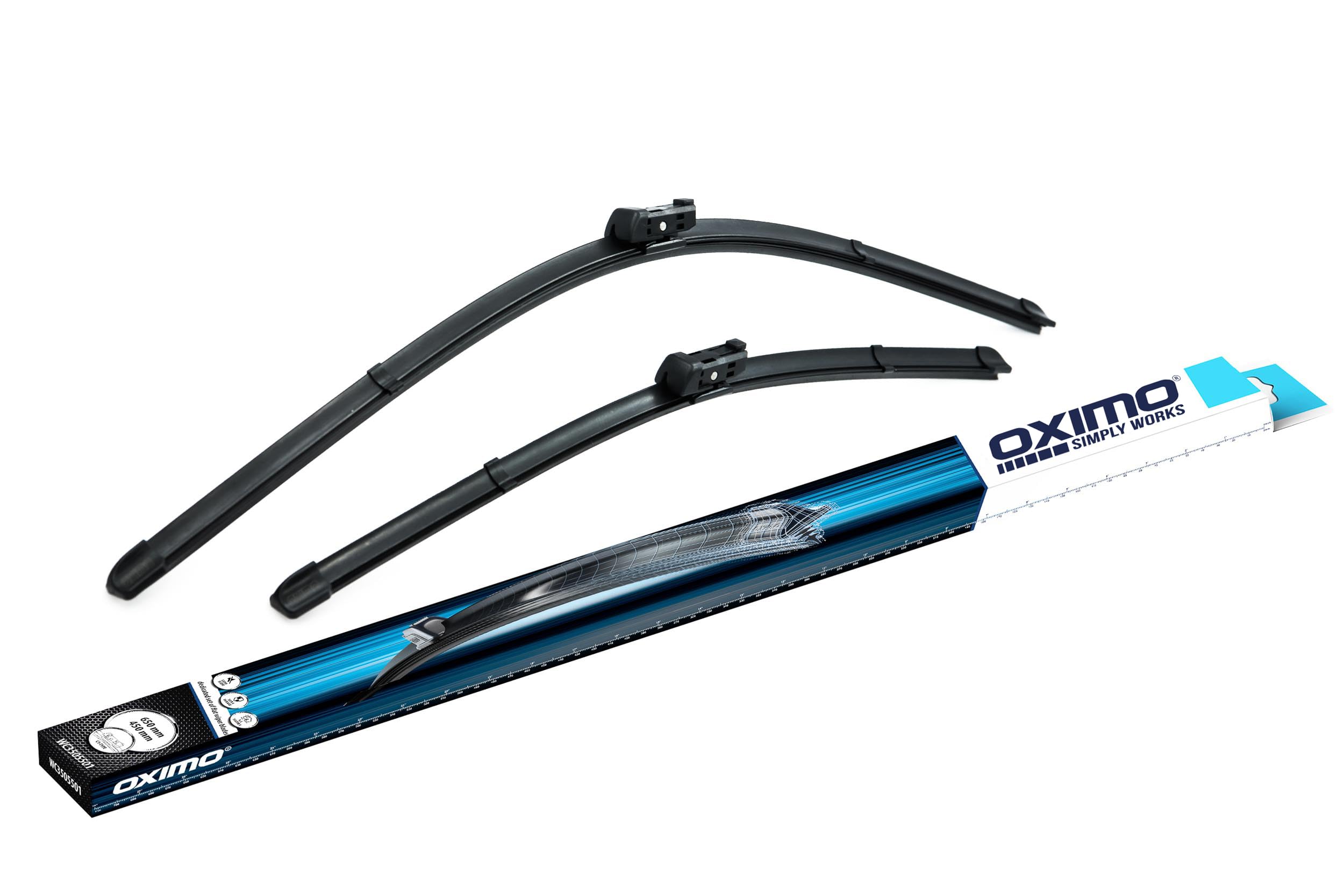 MOTIUM Tergicristalli Flat 45,7 Cm + 45,7 Cm – Qualità OEM Per Tutte Le Stagioni – Adatti A Bracci Con Gancio A J – Gomma Siliconica Pura