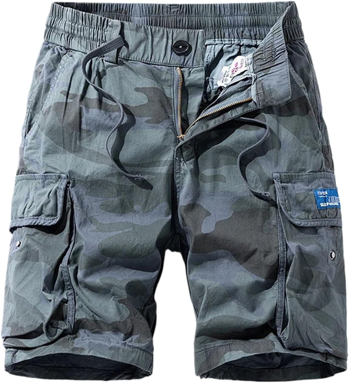 Men Summer Camo Shorts Men Elastic Waist Loose Straight Shorts Male