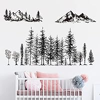 Vista 3 de Outus 3 Sheets Mountain Forest Bear Wall Decals Stickers Pine Tree Wall Decals Woodland Trees Wall Stickers Forest Decals for Kids Nursery Bedroom