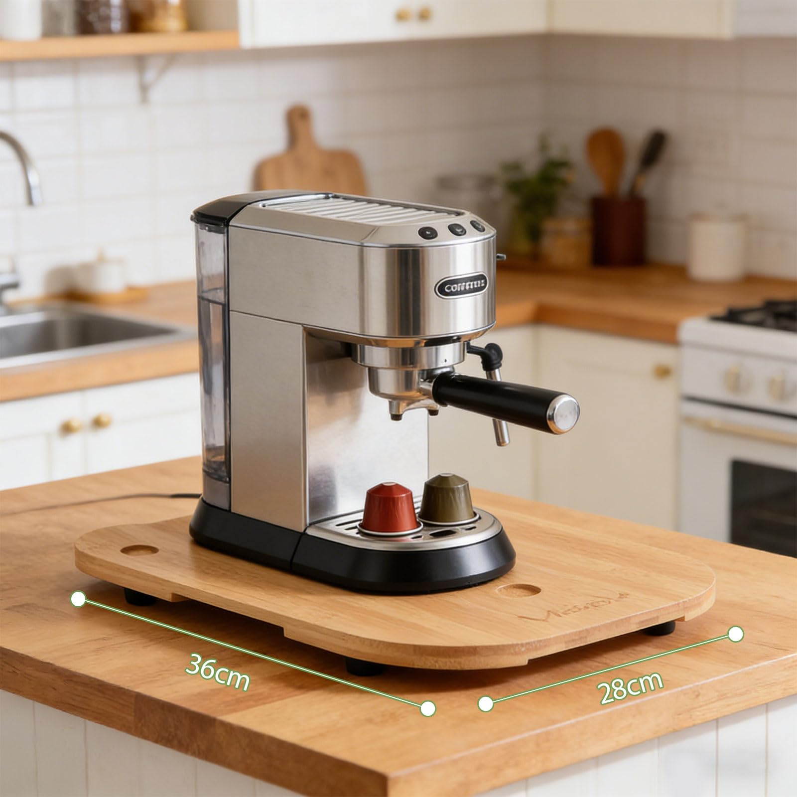 Supporto compatto in legno con movimento stabile per robot da cucina multifunzione e macchina da caffè, base stabile per macchina da cucina