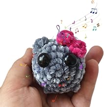 Generic Sad Hamster Plush with Sound and Keychain, Cute Handmade Knitted Sad Hamster Crochet Plush with Built-in Violin Sound Keychain Toys for Friends and Partner (C)