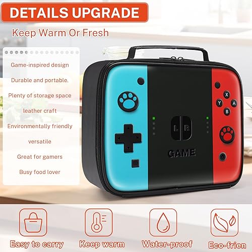 Miniatura 2 de JIRAIKEI Lonchera térmica para niños y niñas, bolsa de almuerzo de cuero para el trabajo, oficina, viajes, picnic, senderismo, playa, impermeable, a