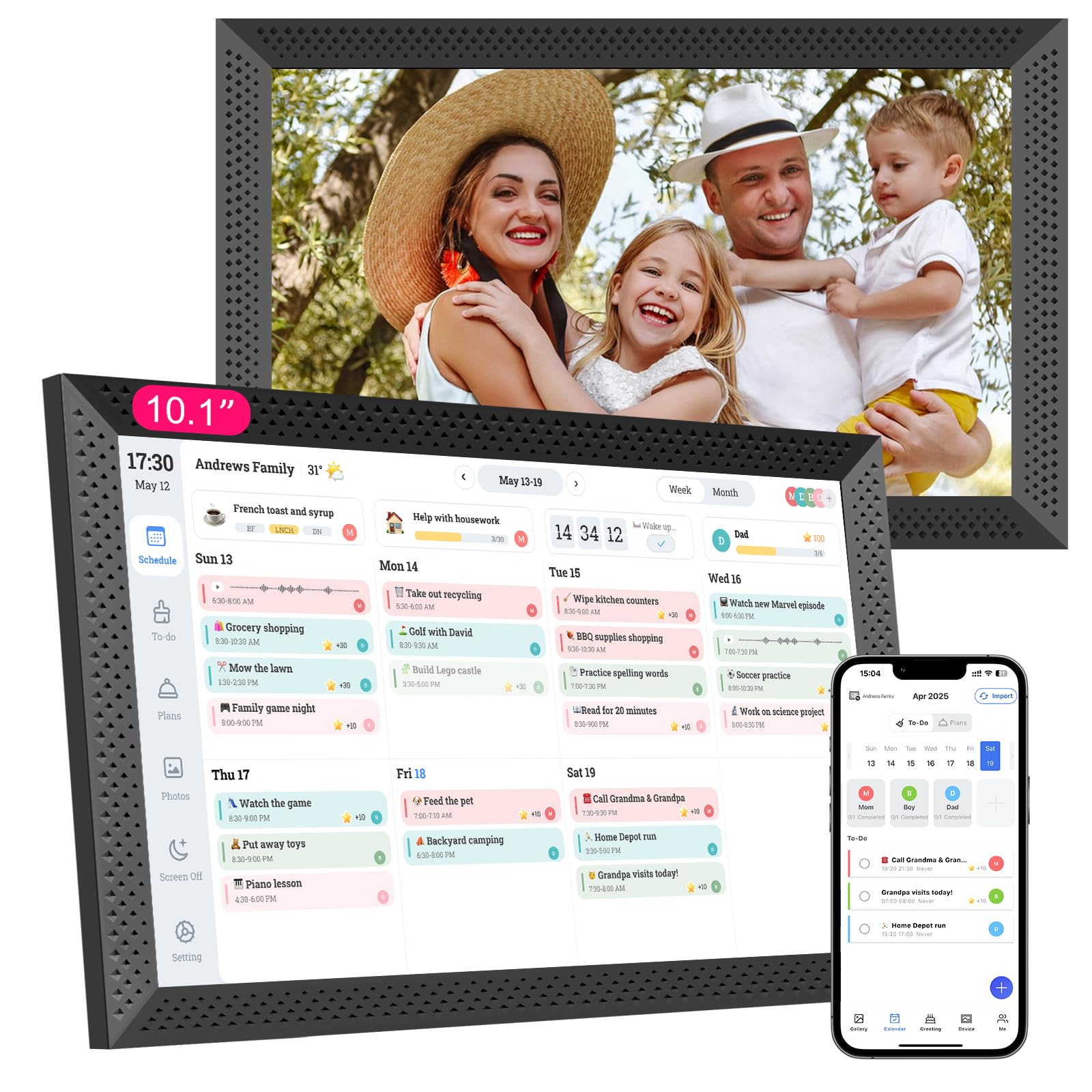 Digital Calendar 10.1 inch, Electronic Calendar for Family Sharing Schedule Interactive Smart Calendars Touch Screen To Do Task Meal Planner for Home