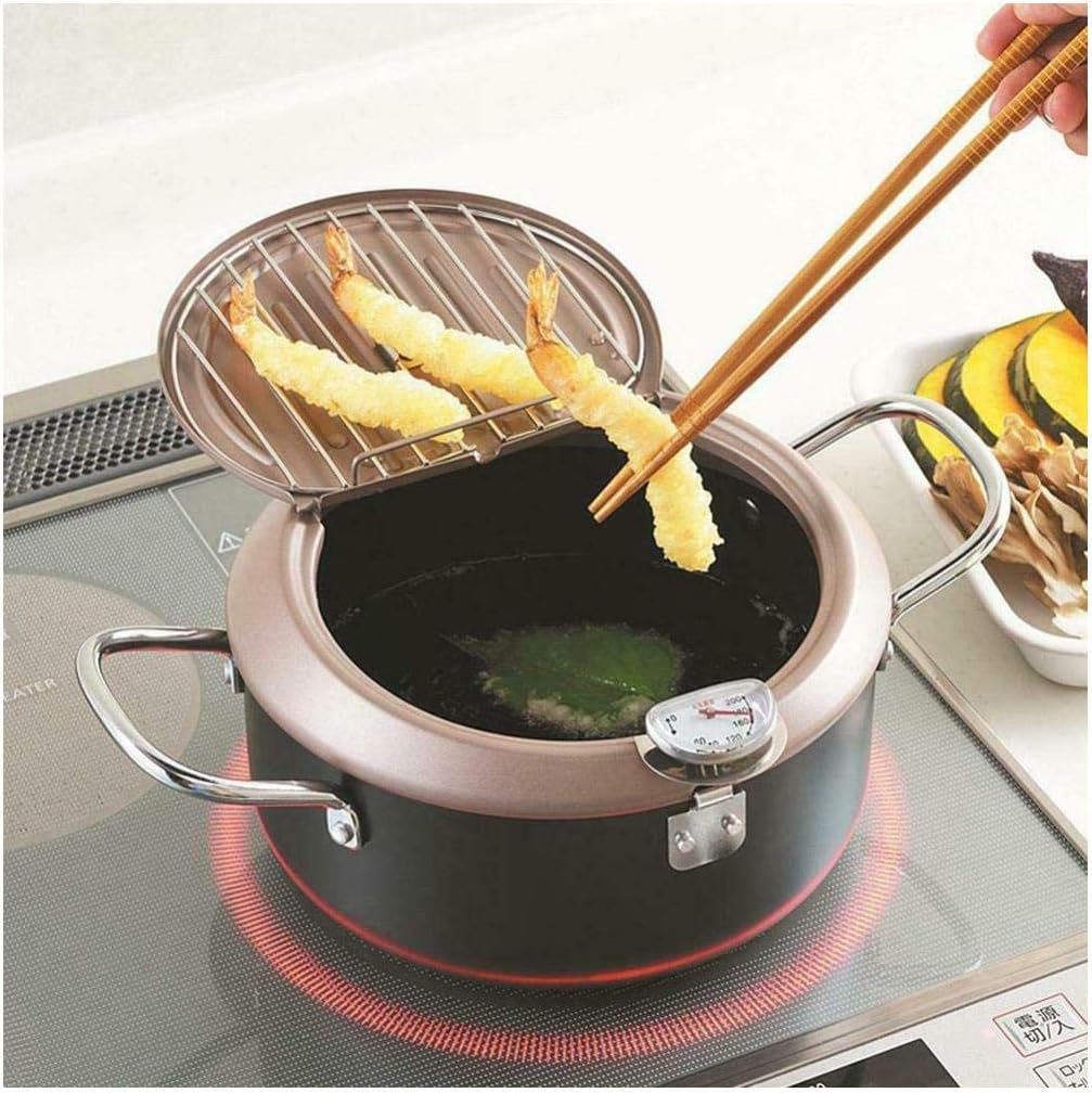 XIANGYANG Tempura Fry Pan Nonstick Deep Fryer with Drainer
