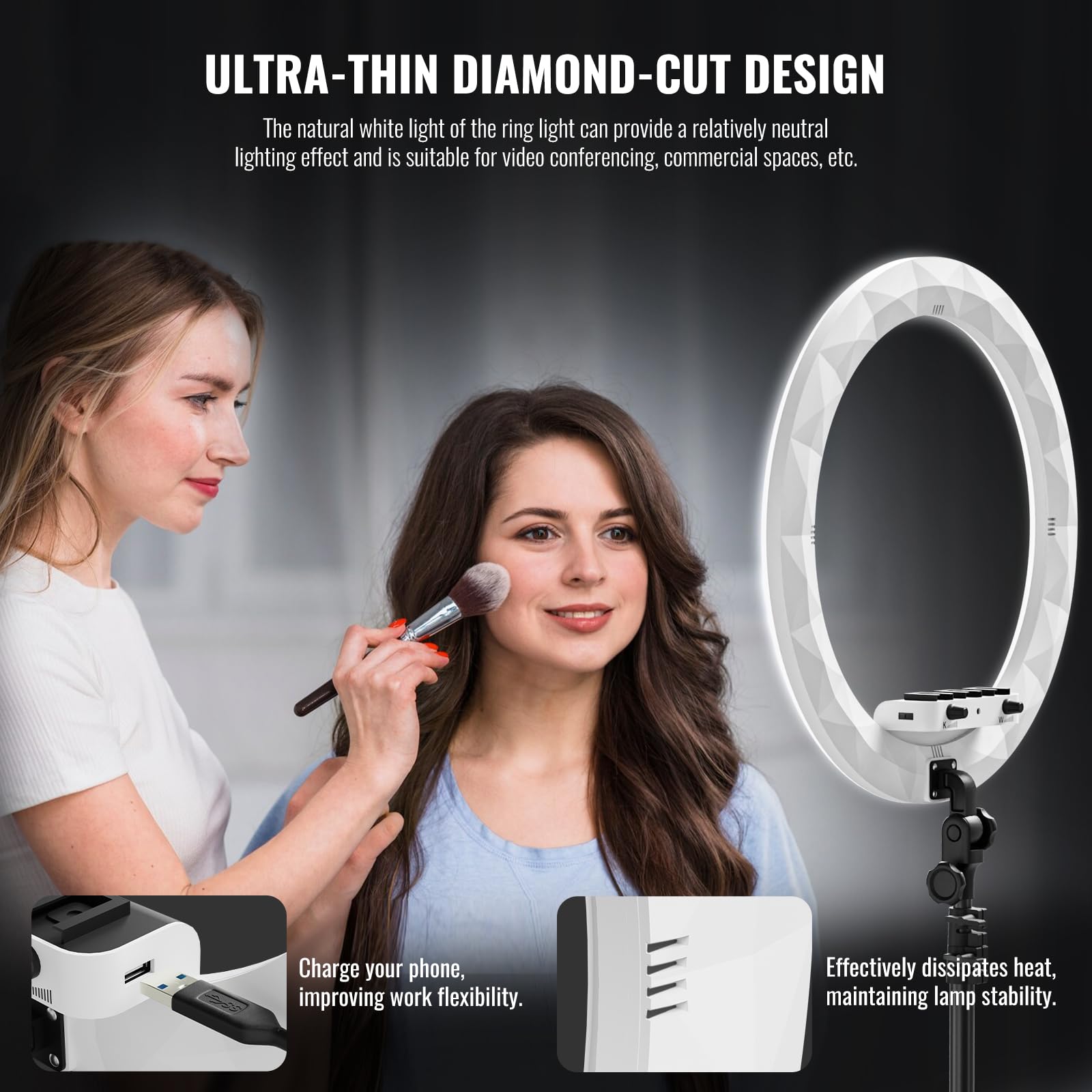 18 Inch Ring Light Adjustable 2700-6500K Color Temperature LED Ring Light with Stand and Carrying Bag for Selfie, Makeup, TikTok, YouTube, Live Broadcast, Vlog