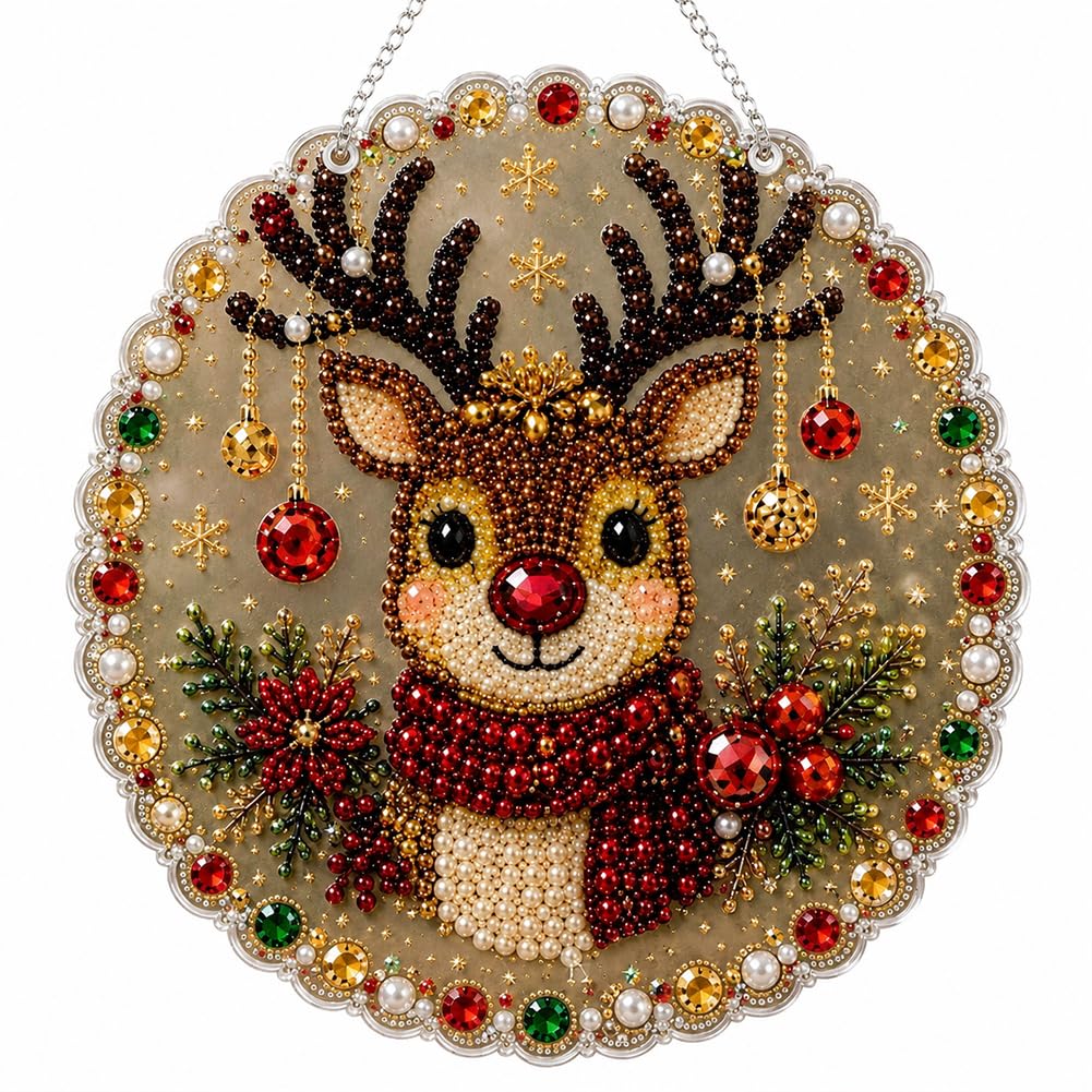 Christmas Pearl Diamond Art Kit, 9.9in Acrylic Suncatcher