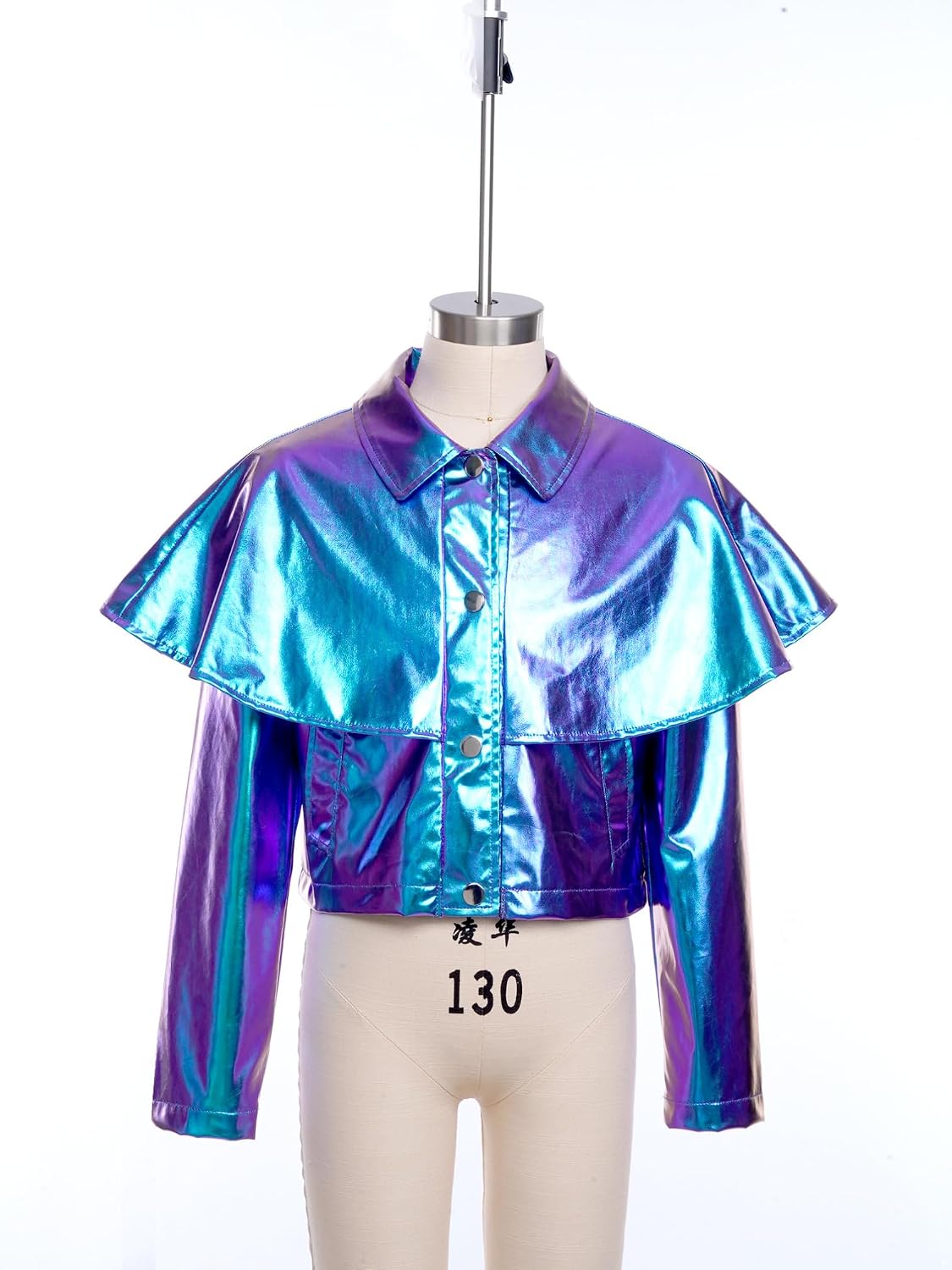 YiZYiF Kids Girls Sparkly Cropped Coat Shiny Disco Jackets Party Costume Hip Hop Jazz Performance Dance Tops Colorful 8 Years