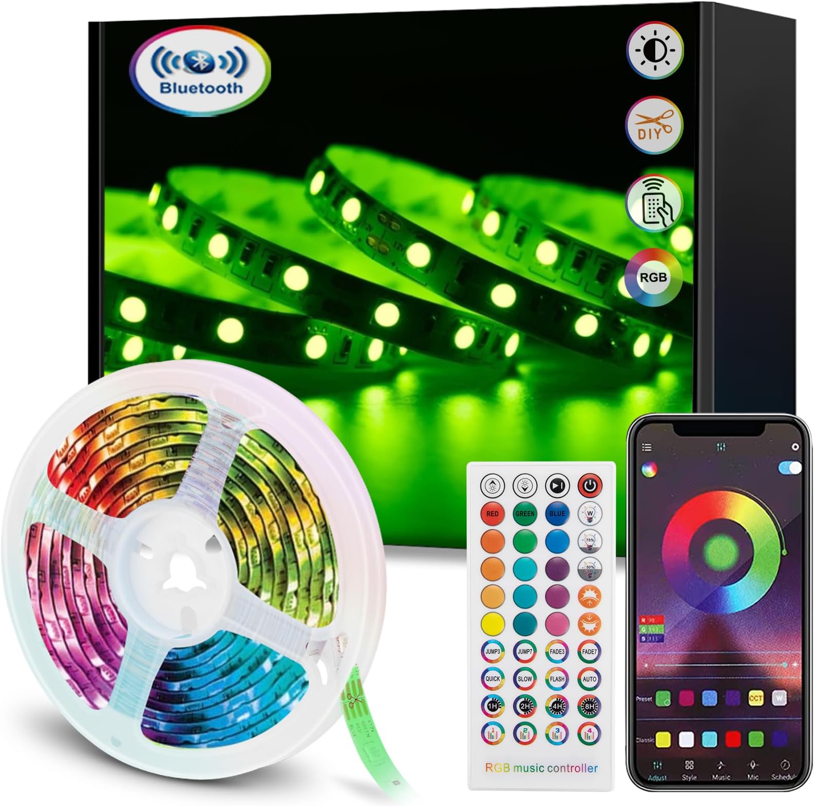 vvuvnem LED Strip Lights 40m, Led Lights for Bedroom Bluetooth, Colour