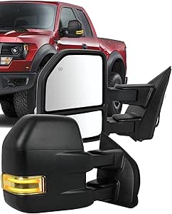 Power Heated Mirrors With Turn Signal Pair Of Power Heated Tow Mirrors For 2004-2014 Ford F-150 - With Turn Signal &amp; Puddle Light Chrome Tow Mirrors Puddle Light