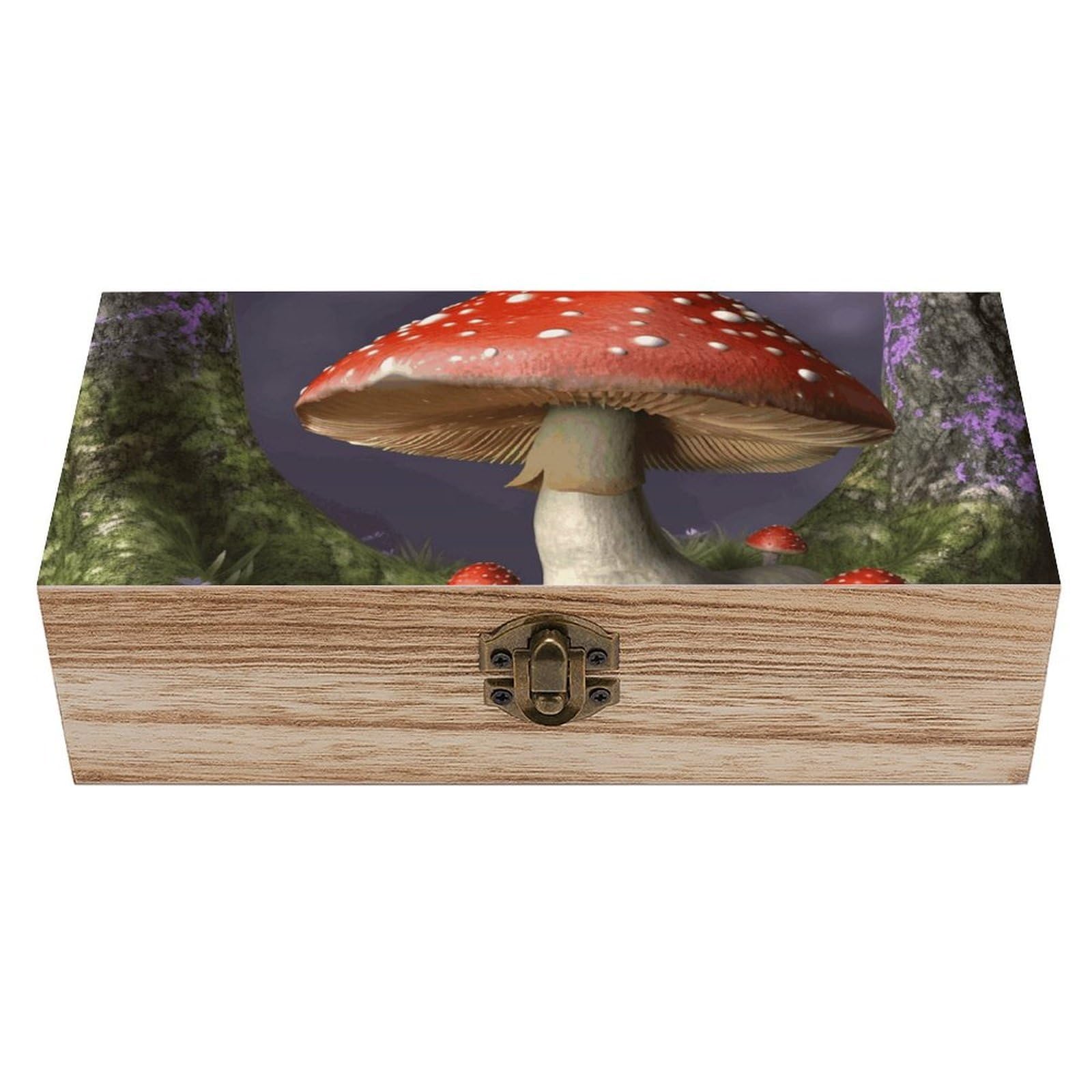 LZQPOEAS Mushroom Wooden Storage Box Small Decorative Box with Hinged Lid Handmade Elegant Keepsake Storage Box for Jewelry, Photos, Trinkets, Letter Gifts, Small Heirlooms